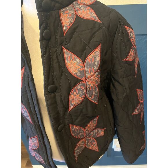 Gacaky Lightweight Floral Embroidered Cropped Quilted Jacket -S - Picture 5 of 9